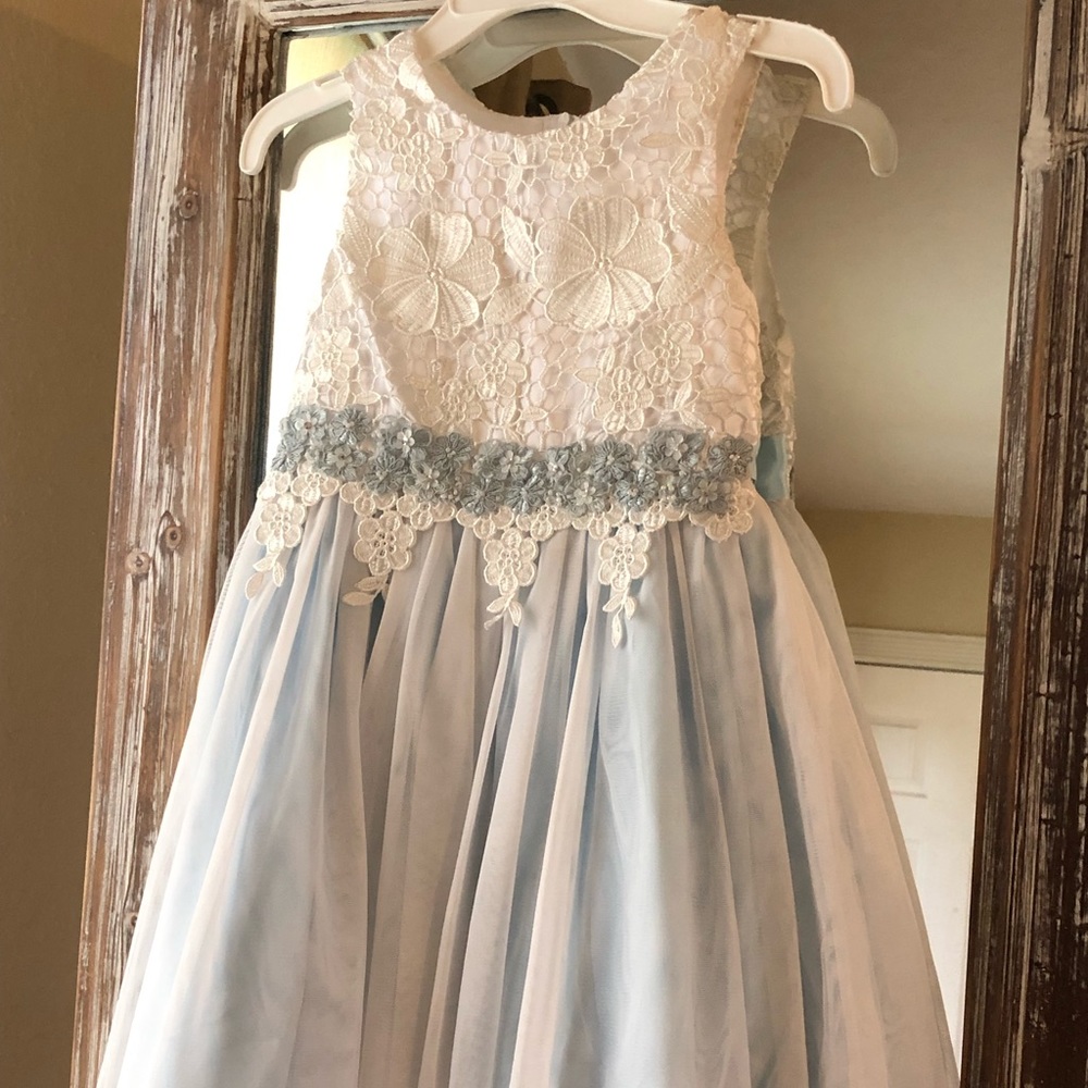 Baby Blue and White Rare Editions Dress - Size 6